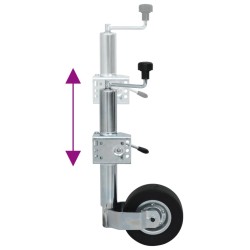 Cric à roue pour remorque 60 mm 2 tubes de soutien 3 pinces 