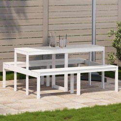 Table de pique-nique blanc 160x134x75 cm bois massif de pin 