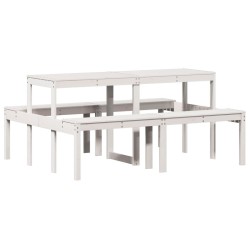 Table de pique-nique blanc 160x134x75 cm bois massif de pin 