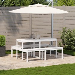 Table de pique-nique blanc 160x134x75 cm bois massif de pin 