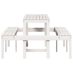 Table de pique-nique blanc 160x134x75 cm bois massif de pin 