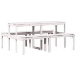 Table de pique-nique blanc 160x134x75 cm bois massif de pin 