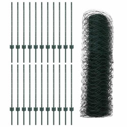 Poteaux de Clôture 11 pcs U-Channel Vert 80 cm Acier 