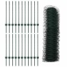 Poteaux de Clôture 11 pcs U-Channel Vert 80 cm Acier 