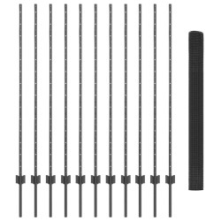 Clôture en fil soudé avec 22 poteaux U Gris 1.4x25 m Acier 