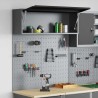 Ensemble de cabinet à outils et panneau perforé en 3 pièces vidaXL, monté au mur, métal noir 