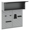 Ensemble de cabinet à outils et panneau perforé en 3 pièces vidaXL, monté au mur, métal noir 