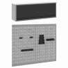 Ensemble de cabinet à outils et panneau perforé en 3 pièces vidaXL, monté au mur, métal noir 
