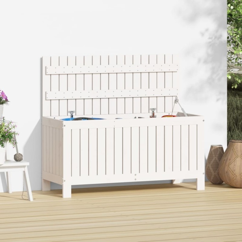 Boîte de rangement de jardin Blanc 108x42,5x54 cm Bois de pin 