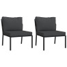 Chaises de jardin avec coussins gris lot de 2 60x74x79 cm acier 