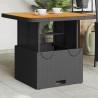 Table de jardin noir 80x80x71 cm résine tressée et bois acacia 