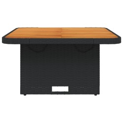 Table de jardin noir 80x80x71 cm résine tressée et bois acacia 