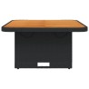 Table de jardin noir 80x80x71 cm résine tressée et bois acacia 