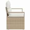 Canapé de jardin 2 places avec coussins en poly rotin beige 