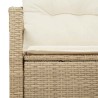 Canapé de jardin 2 places avec coussins en poly rotin beige 