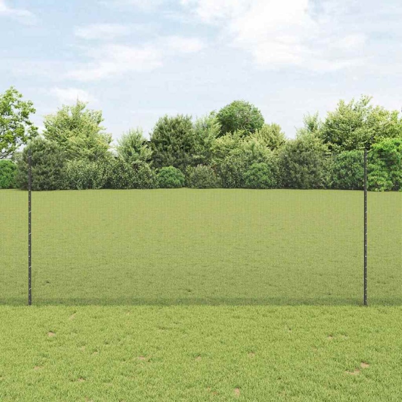 Clôture en Fil Soudé avec 22 Poteaux U Gris 1,4x25 m Acier 
