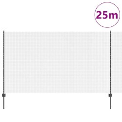Clôture en Fil Soudé avec 22 Poteaux U Gris 1,4x25 m Acier 