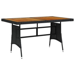 Table de jardin Noir 130x70x72 cm Résine tressée et acacia 