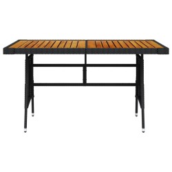 Table de jardin Noir 130x70x72 cm Résine tressée et acacia 