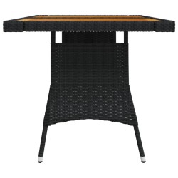 Table de jardin Noir 130x70x72 cm Résine tressée et acacia 