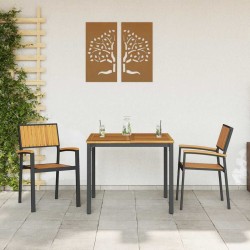 Chaises d'extérieur 2 pcs En bois massif d'acacia et métal empilables noires 