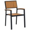 Chaises d'extérieur 2 pcs En bois massif d'acacia et métal empilables noires 