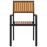 Chaises d'extérieur 2 pcs En bois massif d'acacia et métal empilables noires 