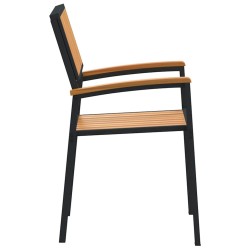 Chaises d'extérieur 2 pcs En bois massif d'acacia et métal empilables noires 