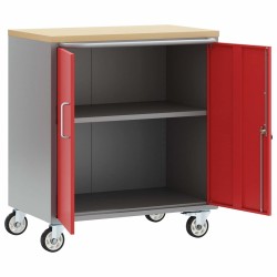 Armoire à outils avec roulettes et portes rouges sécurisées 75x45x85 cm en acier 