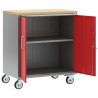 Armoire à outils avec roulettes et portes rouges sécurisées 75x45x85 cm en acier 