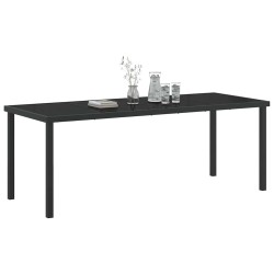 Table de jardin Noire 200x80x73 cm en verre trempé 