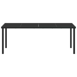 Table de jardin Noire 200x80x73 cm en verre trempé 