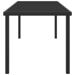 Table de jardin Noire 200x80x73 cm en verre trempé 