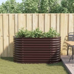 Jardinière en bois brun 160x80x81 cm en acier galva 