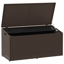 Boîte de rangement de jardin marron 110x50x58 cm résine tressée 