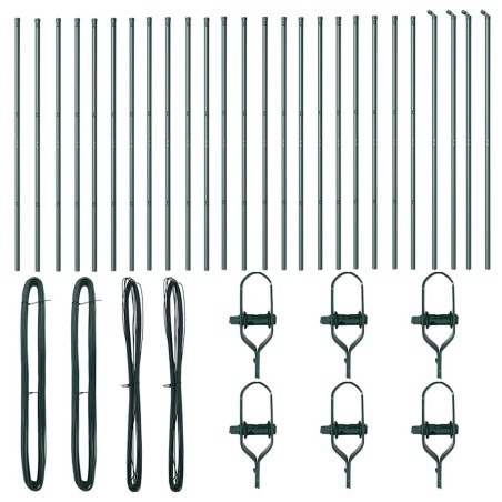 Poteaux de clôture 26 pcs verts Ø32 mm 150 cm acier galvanisé 
