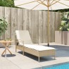 Chaise longue avec coussin beige 63x200x81 cm résine tressée 