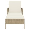 Chaise longue avec coussin beige 63x200x81 cm résine tressée 