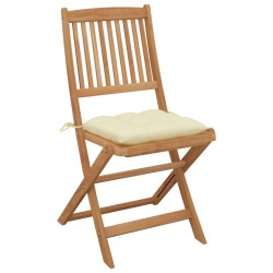 Chaises pliables de jardin lot de 2 avec coussins Bois d'acacia 