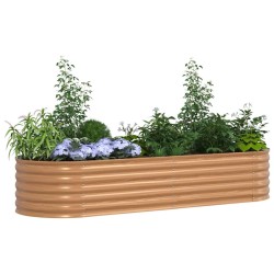 Lit de Jardin Surélevé Marron avec Aspect Bois 240x80x44 cm Acier 