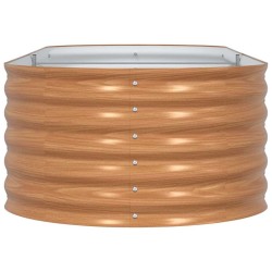 Lit de Jardin Surélevé Marron avec Aspect Bois 240x80x44 cm Acier 