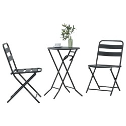 Ensemble Bistro pliant 3 pièces acier anthracite 