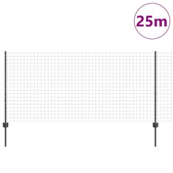 Clôture Euro avec 22 Piquets Grise 1x25 m Acier 