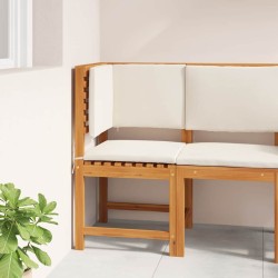 Fauteuil de jardin d'angle avec coussins en bois d'acacia solide 