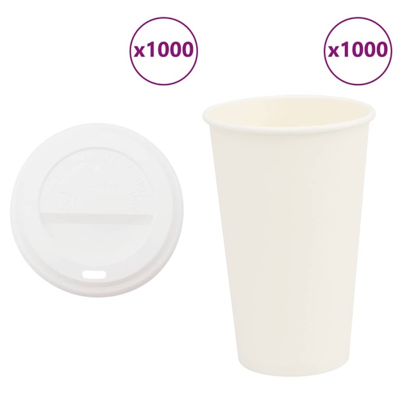 Tasses à café en papier avec couvercles 1000 pcs 16oz 400ml 