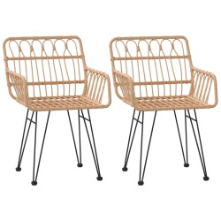 Chaises de jardin lot de 2 accoudoir 56x64x80 cm Résine tressée 