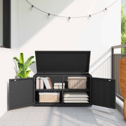 Armoire de rangement jardin noir 110x55x60,5 cm résine tressée 