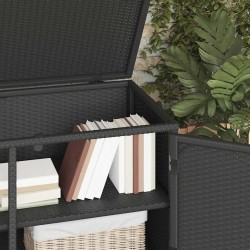 Armoire de rangement jardin noir 110x55x60,5 cm résine tressée 