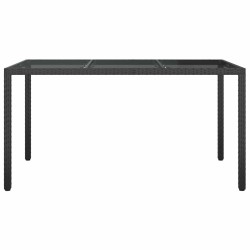 Table de repas de jardin noire 150x90x75 cm Poly Rattan 
