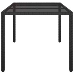 Table de repas de jardin noire 150x90x75 cm Poly Rattan 
